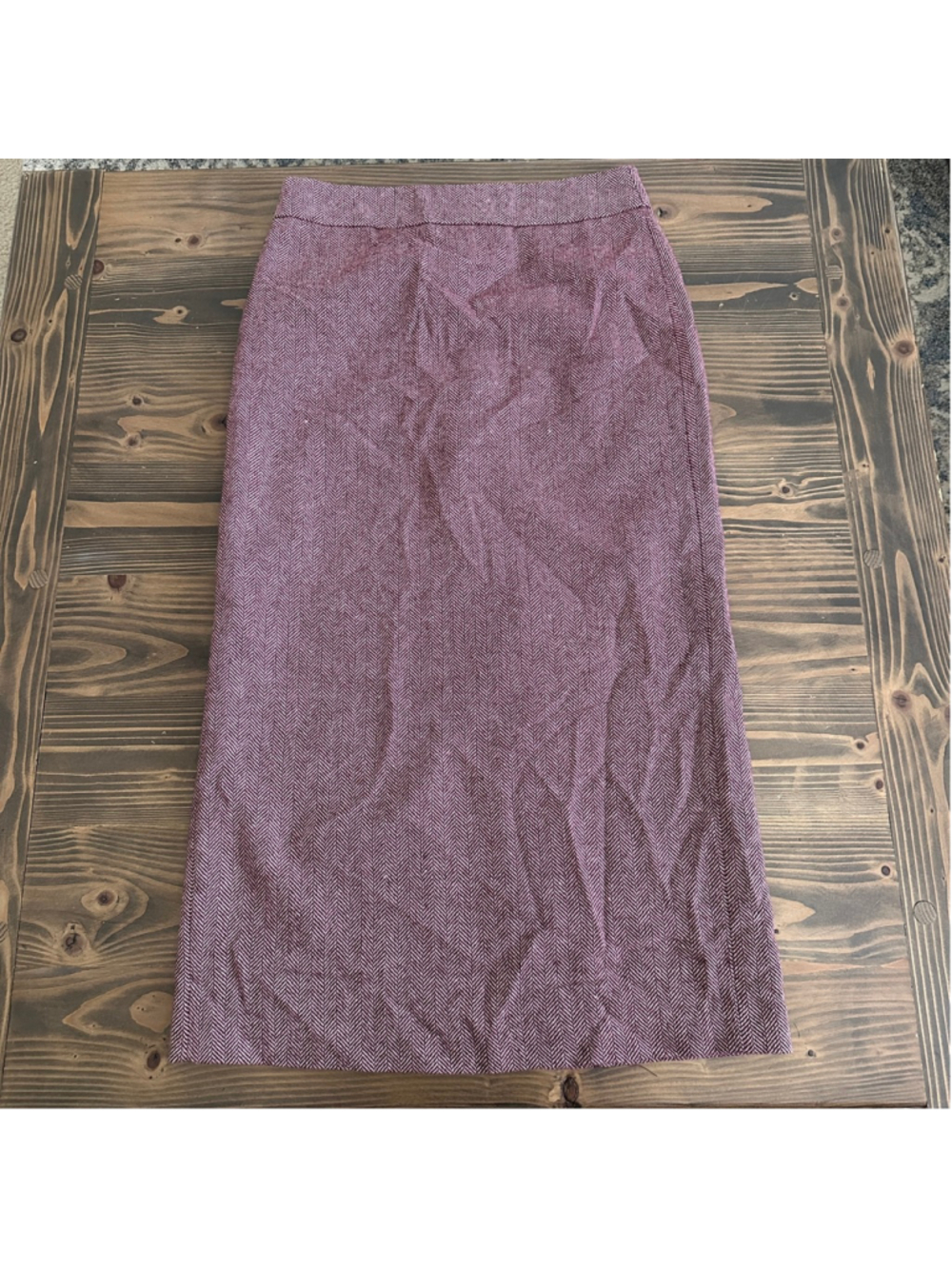JG Hook Wool Pencil Skirt Womens 6 Burgundy Herringbone Career Skirt